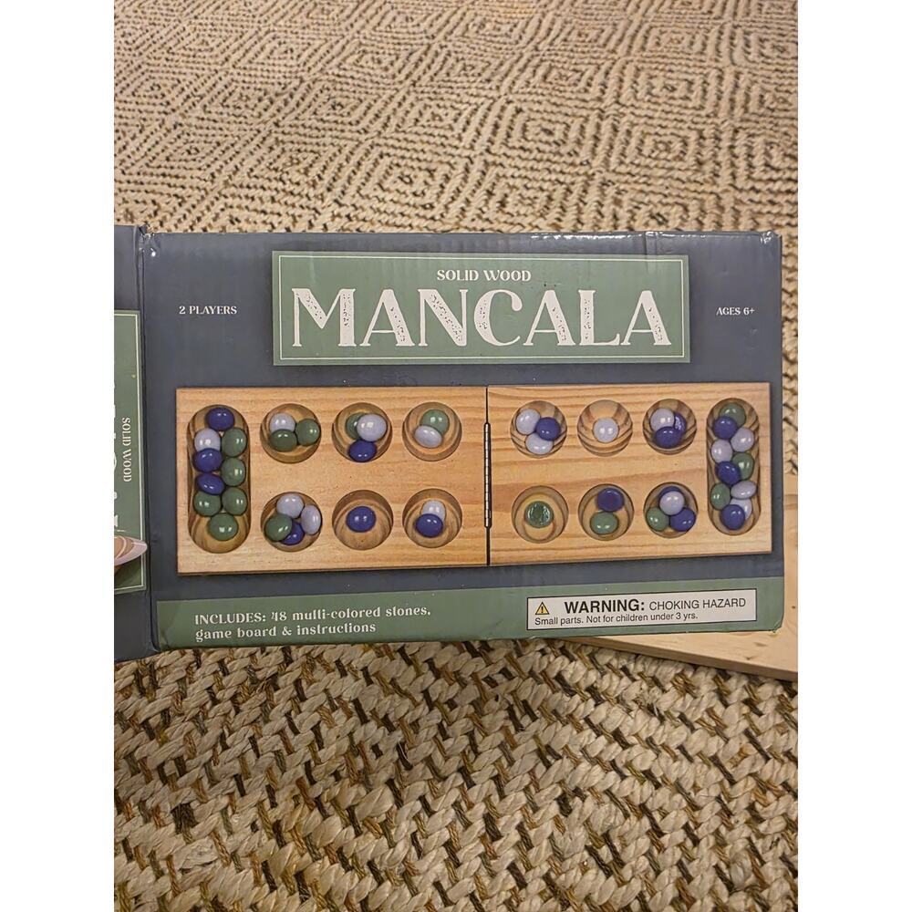 Solid Wood Mancala Board Game 2005 Target 30 Stones - Picture 11 of 16